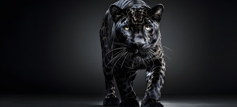 art of panther a black and white high contrast full body ,generative AI