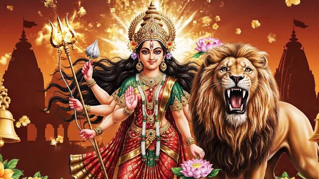 Godess Durga on Maha Navratri, Navadurga, Durga Puja, Sharad Navratri, Jyeshtha Shukla Ashtami/Masik Durga Ashtami, Mahanavami, Vijayadashami, Dussehra, Durga/Mahakali/Jagadamba