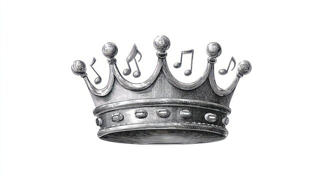 Royal music crown detailed engraving art