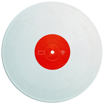 Snow white vintage vinyl record red label. realistic photography. png isolated on transparent background for graphic design