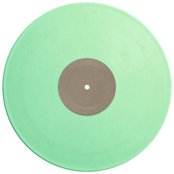Green candy vintage vinyl record gray label. realistic photography. png isolated on transparent background for graphic design