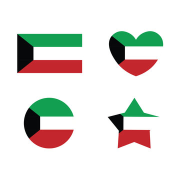 Kuwait flag themes idea design stock illustration.