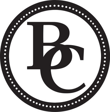 Monogram BC letters inside dotted circle corporate emblem icon vector design
