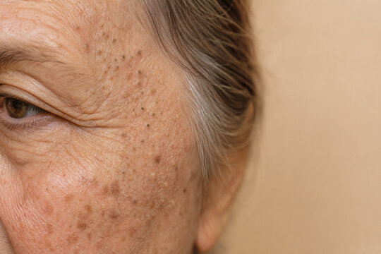Favre-Racouchot Syndrome With Solar Comedones on Temple and Periorbital Skin