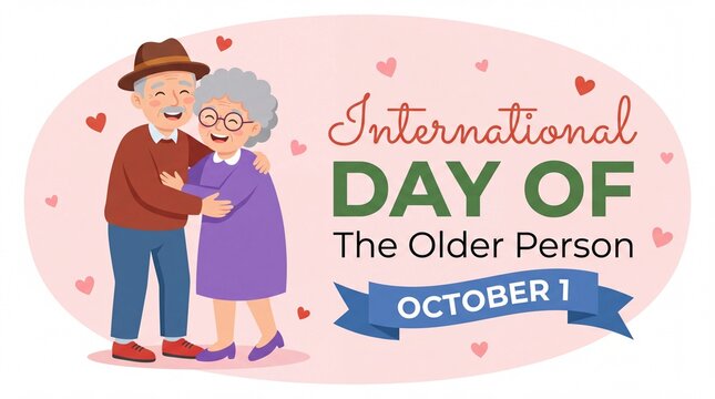 ternational day of older persons greeting card with loving elderly couple retirement grandfather grandmother