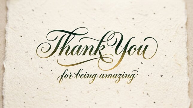 Elegant vintage 'thank you' card with flourished calligraphy expressing gratitude and appreciation for kindness received