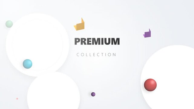 3D Abstract Geometric Background with White Floating Circles and Colorful Spheres