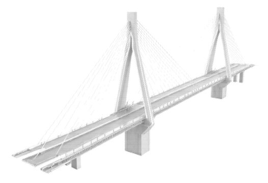 bridge viaduct halftone suspension overpass highway engineering architecture transportation modern isolated infrastructure illustration graphic expressway traffic landmark vector