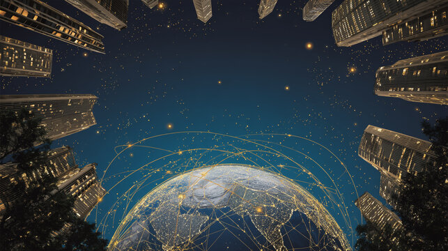 Smart digital Innovation city with connection network reciprocity over the city of future smart wireless digital city and social media networking systems that connects people with in city