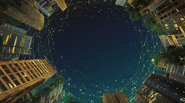 Smart digital Innovation city with connection network reciprocity over the city of future smart wireless digital city and social media networking systems that connects people with in city