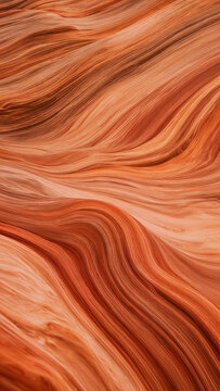 Textured patterns of orange and brown flow across the surface of a rock formation. This natural scene showcases the beauty of erosion in the desert landscape
