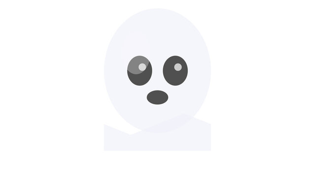 Halloween ghost face icon with spooky expression, isolated on transparent background