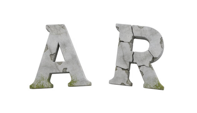 Cracked Marble Stone Letters a and R