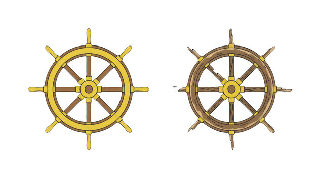 Set of Two Vintage Wooden Ship Steering Wheels
