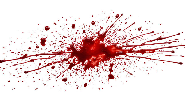 Red blood splatter or paint splash on a isolated transparent background png
