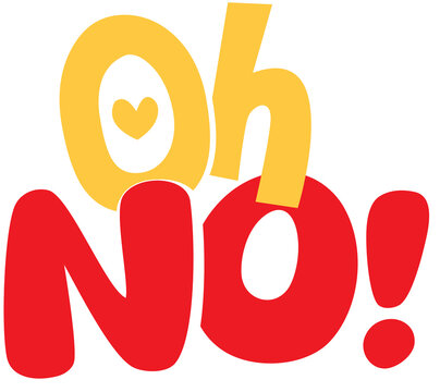 Fun hand drawn typography graphic with the words oh no featuring a small heart icon design