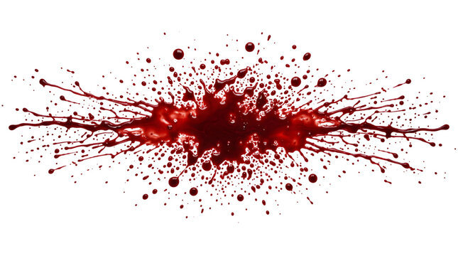 Red blood splatter impact effect on a isolated transparent background png