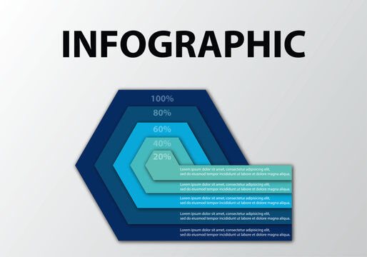 Blue hexagonal infographic design for business statistics and data presentation