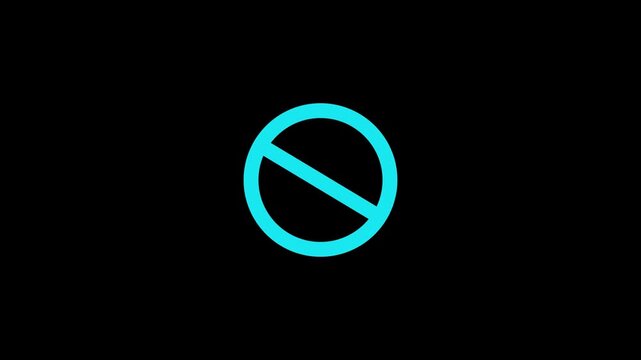 Restriction and Prohibition Red Circle Slash Icon Minimal Red No Symbol Isolated on Black Background HD Video,