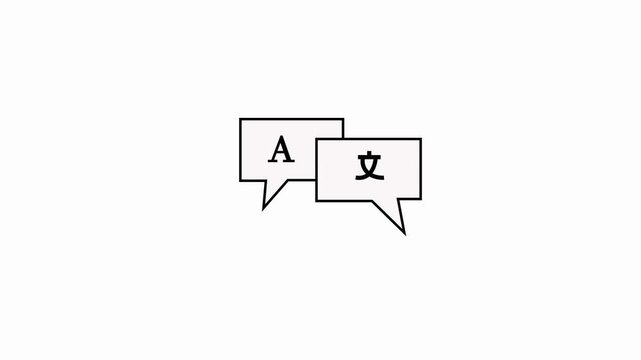 Language Translation Symbol with Speech Bubbles on White Background 4k video,