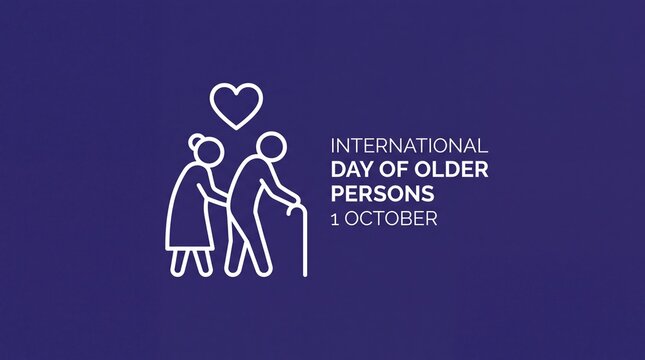 International day of older persons celebration with elderly couple illustration