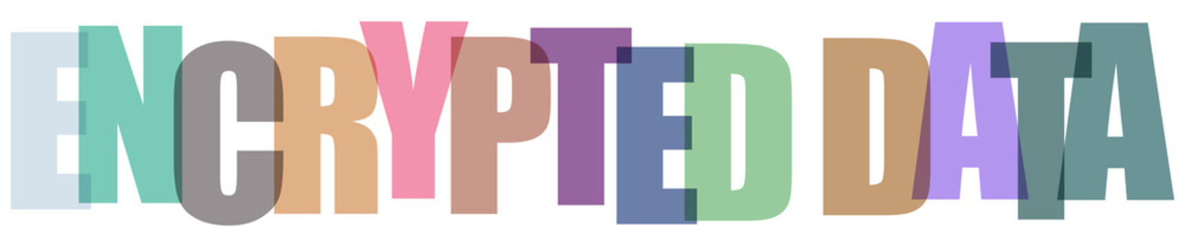 Colorful Encrypted Data Text Isolated on Transparent Background