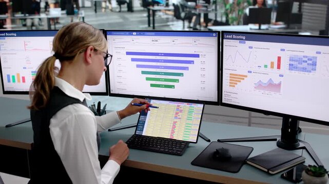 Marketing Manager Analyzes Sales Funnel Data On Laptop