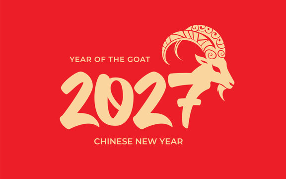 Chinese New Year 2027. Year of the Goat. Vector Illustration