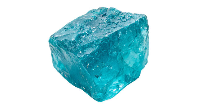 Rough blue crystal gemstone mineral raw aquamarine stone isolated on transparent background