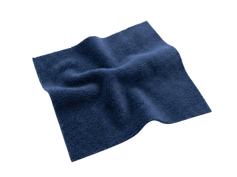 Photorealistic 3d cgi render of blue folded fabric cloth textile isolated on background for professional graphic design