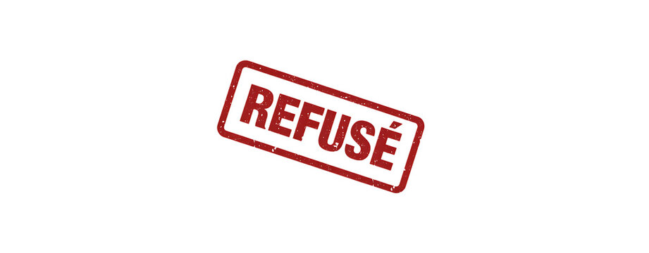 Rejected stamp on white paper background