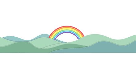 Fototapeta premium Rainbow over green hills 1.