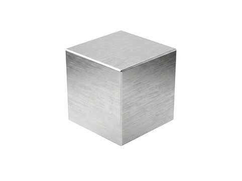 Photorealistic 3d cgi render of silver metallic 3d square cube isolated on background for professional graphic design