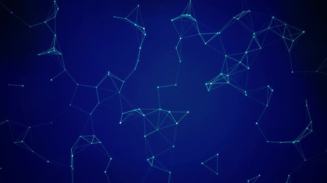 Glowing cyan nodes form a digital plexus in a seamless loop