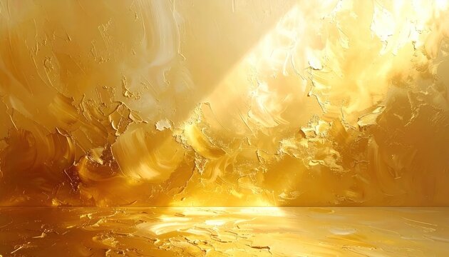 Abstract gold textured oil painting background with bright light