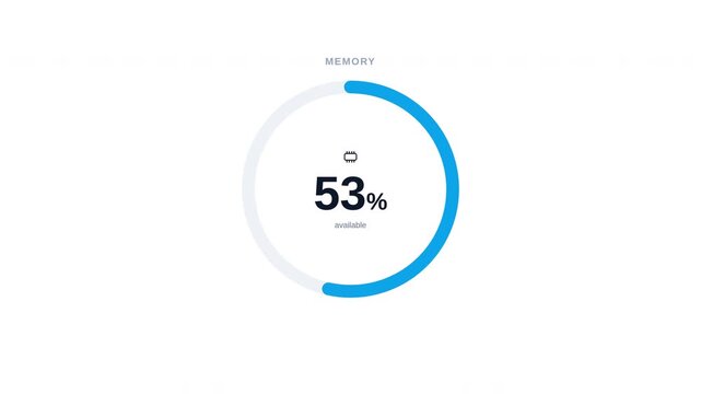 Minimalist RAM Memory Capacity Gauge in Available Indicator in 4K. Computer Hardware Storage Meter and System Performance UI on Dark Navy Background.