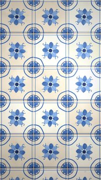Blue and white azulejo tile pattern