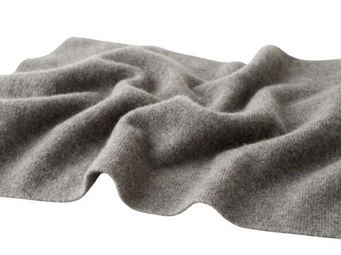 Photorealistic 3d cgi render of grey soft folded fabric cloth isolated on background for professional graphic design