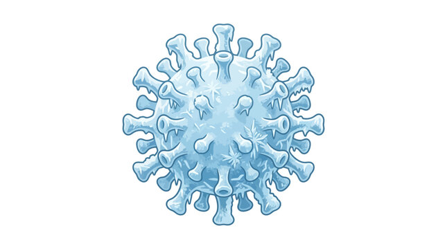 Light blue coronavirus structure with protein spikes.