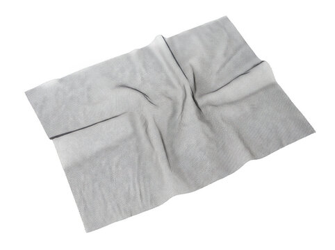 Photorealistic 3d cgi render of white crumpled soft cloth napkin isolated on background for professional graphic design