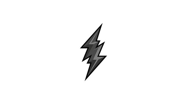 Dark thunderbolt shape for warning signal and electricity related graphical design illustration set.