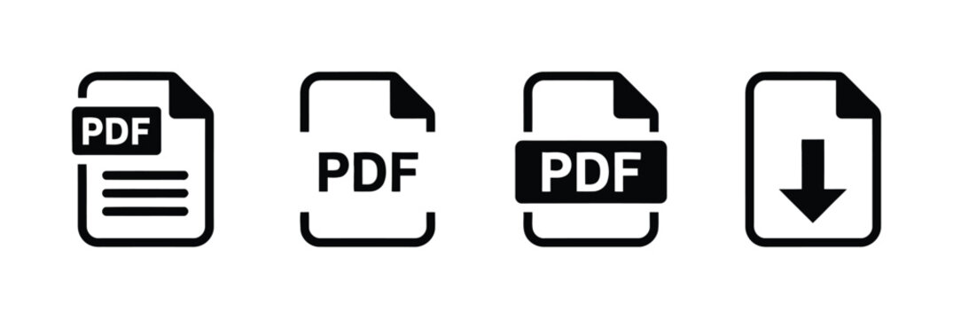 PDF file vector icon collection with document, download and PDF symbols for websites, apps, office workflows, digital documents and business projects.