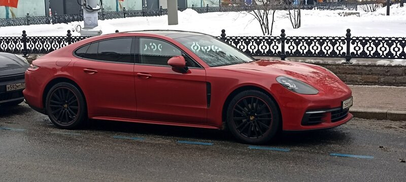 Moscow, Russia - 5, January 2026: Red sports car
Porsche Panamera GTS