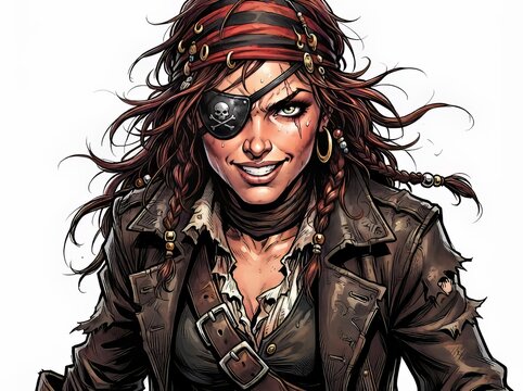 mujer pirata estilo comic