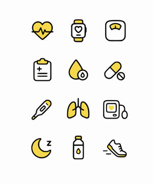 Health Monitoring App Icon Flat Vector