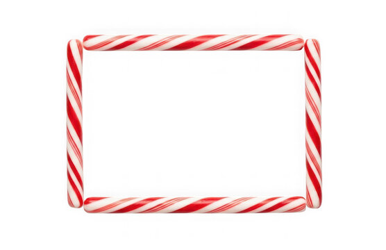 Frame made of candy canes isolated on transparent background