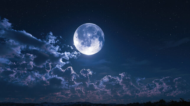 Moon night sky cloud star full moon landscape blue celestial astronomy dark nature horizon silhouette space lunar moonlight glowing cosmic universe atmosphere cloudscape midnight twilight serene