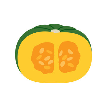 シンプルかわいい切ったカボチャのベクターイラスト