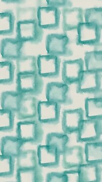 Teal watercolor geometric abstract pattern looping on off-white background