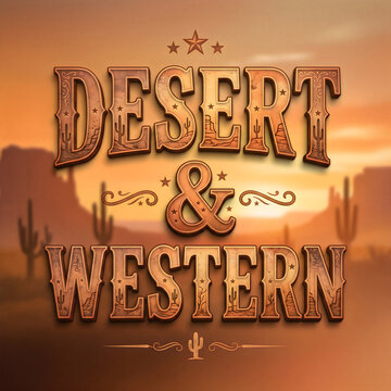 Vintage desert and western themed sign with decorative stars and ampersand